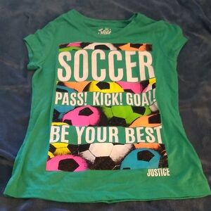 Justice Green Soccer Graphic Tee for Kids